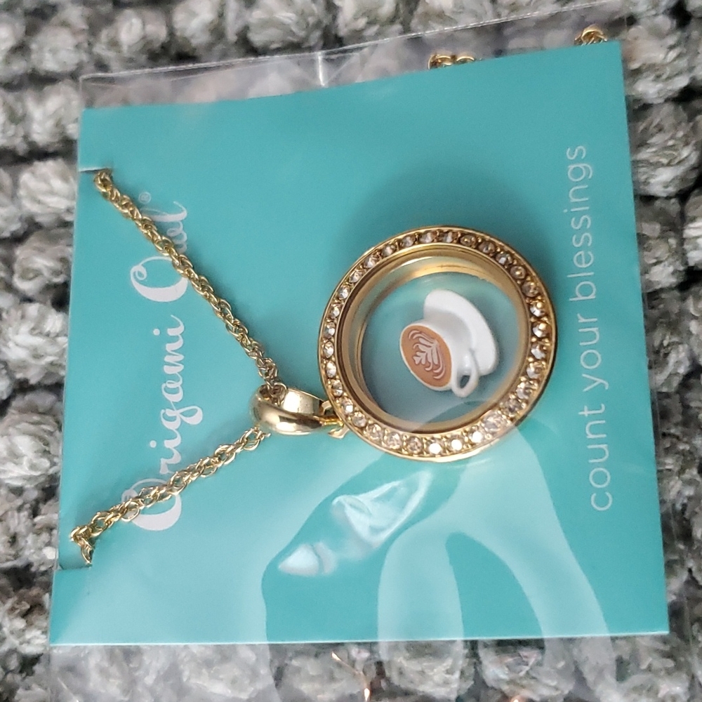 Origami Owl Petite Gold Locket w/ coffee charm